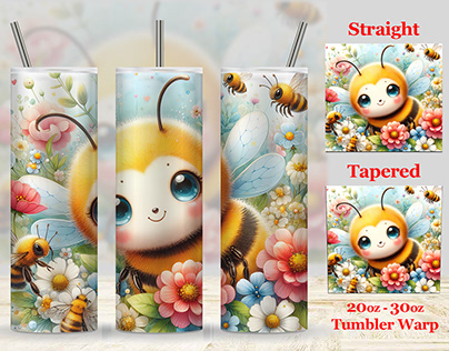 Bee Floral Tumbler Design, Tumbler sublimation