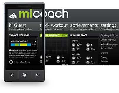 UI/UX for Fitness App - Adidas miCoach