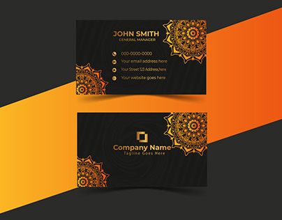 Business card with black and white ornamental elements