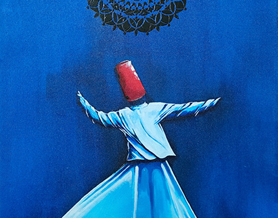 Whirling dervish ( White & Blue ) Painting