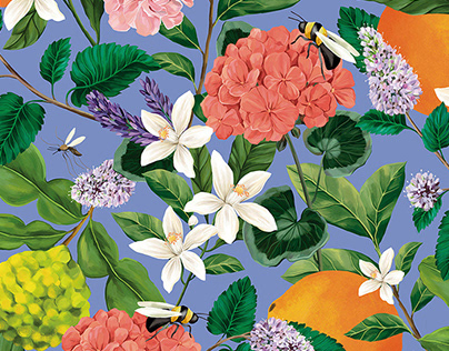 Floral illustrations for cosmetic brand
