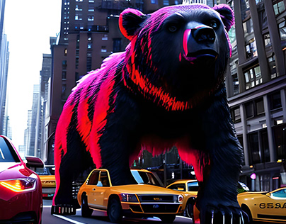 Urso Cyberpunk em Nova Iorque