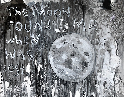 Moon, painting, abstract, drip