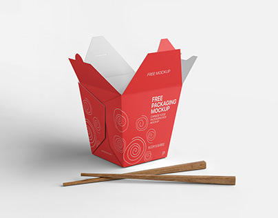 Free Chinese Food Packaging Box Mockup