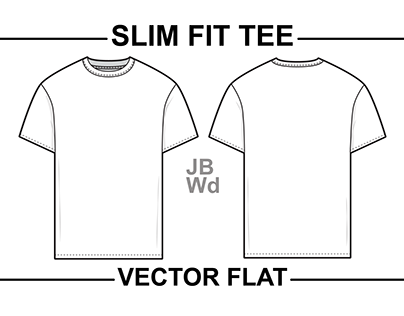 Slim Fit T-Shirt Tee Fashion Flat Sketch Vector