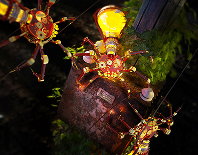 2015 - Steampunk bugs collection - Light Spiders
