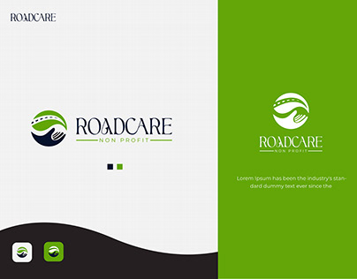 RoadCare logo design. Road leaf and care logo