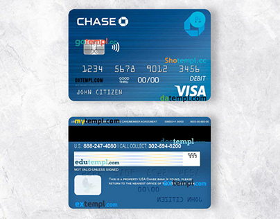USA Chase bank visa debit card 2 w1