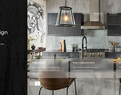 The hero section of a website for interior design