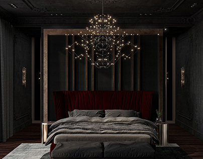 Neoclassic dark bedroom