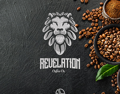 lion head with coffee bean concept logo