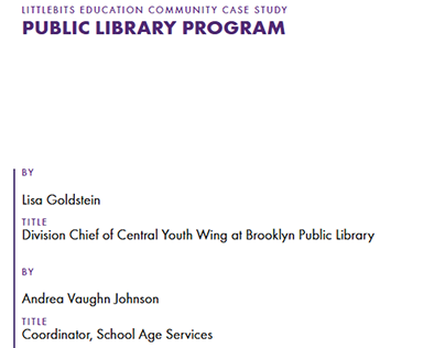 littleBits Community - Brooklyn Public Library Program