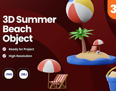 3D Icon Summer Beach Illustration Collection