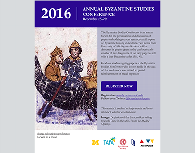 Marketing materials for Byzantine Studies Conference