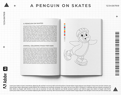 A penguin on skates coloring page for kids