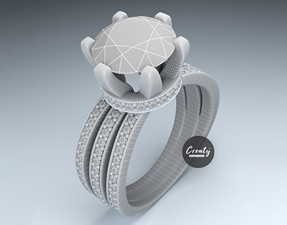 3D CAD Model Jewelry Engagement Diamonds Ring