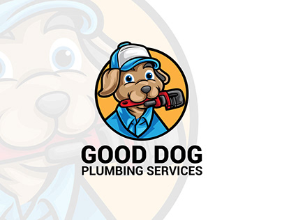 Dog Plumber Cartoon Mascot Logo