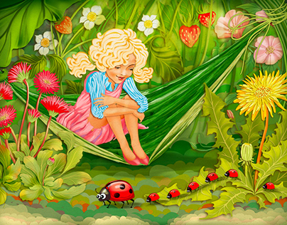 Illustrations for the interactive book "Thumbelina"