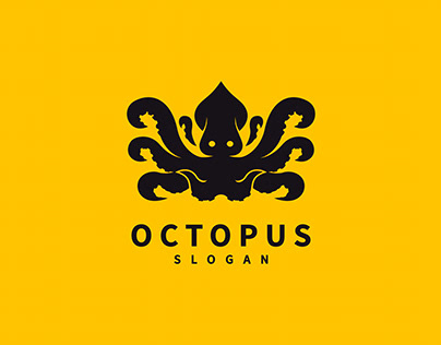 Octopus silhouette logo vector illustration