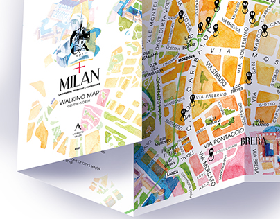 Milan Map. Watercolour