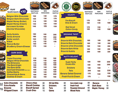 waffle shop menu design