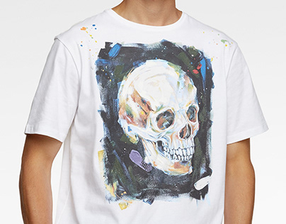 Zara man 19, Acrylic on canvas brushed skull