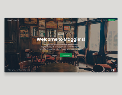 Casual Irish Pub Landing Page - Design Callenge