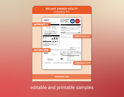 Reliant Energy utility business bill template