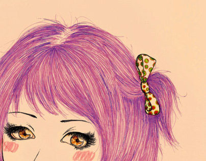 Rainbow Hair Illustration Collection - Pinkish Girl