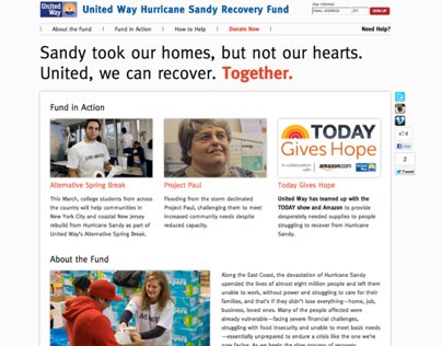 United Way Hurricane Sandy Recovery Fund Website