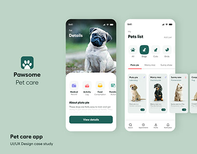 Pet care app, UI/UX Design case study