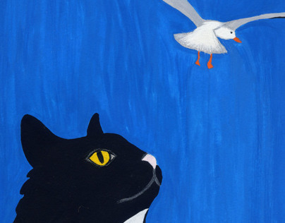 Cat and seagull