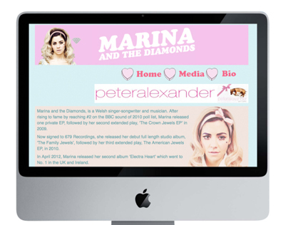 Website Design - Marina & The Diamonds Fansite