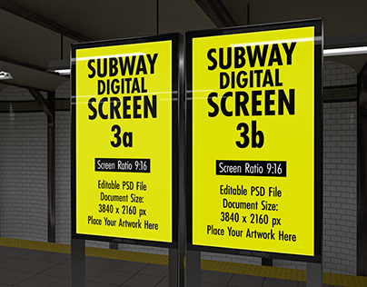 Subway Digital 2 Screens Mockup