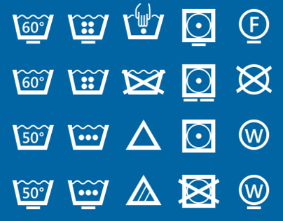 Washicons, Common Care Symbols aligned on a pixel grid