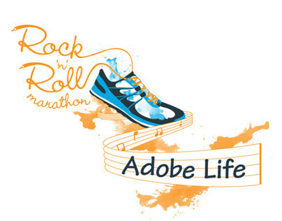 Rock n Roll Marathon T-Shirt for Adobe LIfe