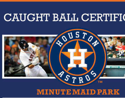 Houston Astros Caught Ball and First Game Certificates