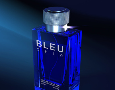 Blue chic perfume rendering