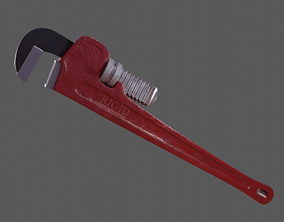 Realistic Heavy Duty Pipe Wrench 3D Model