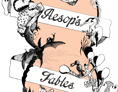 Aesop Fables Illustration with hand drawn type