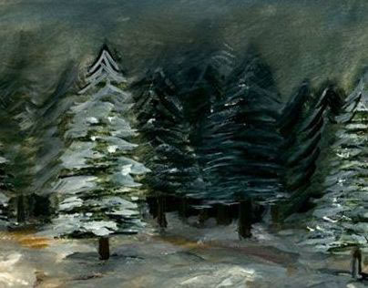 Snowy Forest Painting