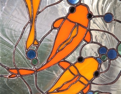 Koi Fish Pond Stained Glass