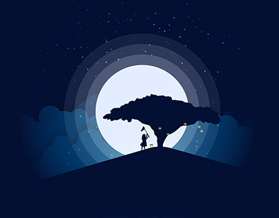 Moonlight Silhouette Vector Illustration
