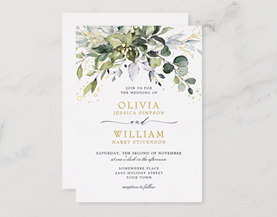 Elegant Eucalyptus Greenery Wedding Foil Invitation