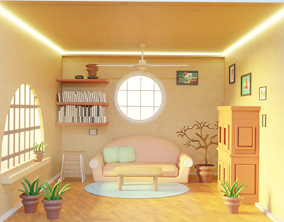 Mellow Sunroom | 3d cartoonic room model