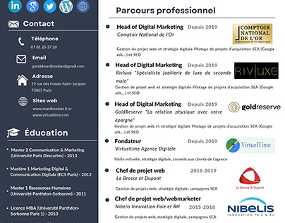 Gérald Mardirossian Digital Marketing CV