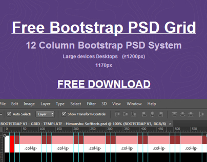 Free 12 Column Bootstrap v3.0.0 Grid Pattern PSD