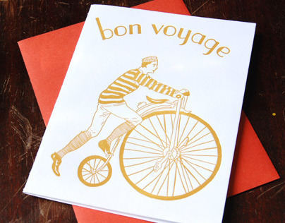 Bon Voyage Letterpress Greeting Card