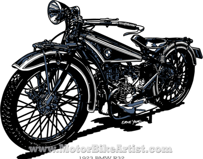 BMW R32 motorcycle vector art