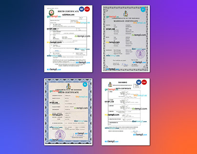 Azerbaijan,Bahamas certificate templates